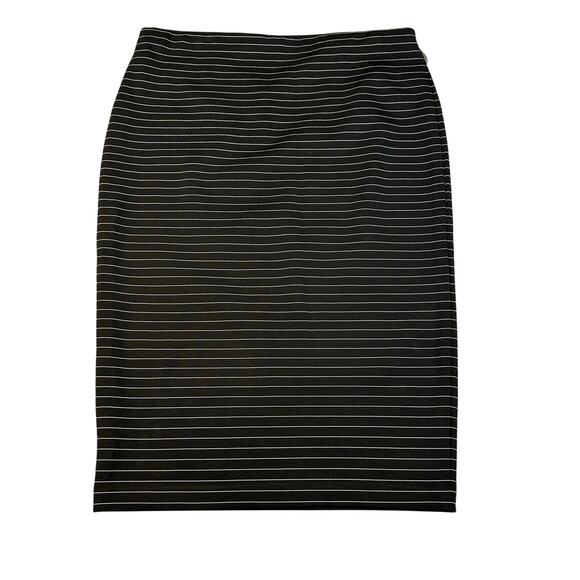 Vince Camuto Skirt Rich Black White Womens M Striped Pull-On Pencil Office Wear - Picture 2 of 7